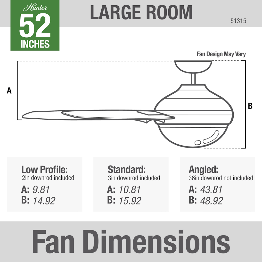 Aerodyne SMART FAN with LED Light 52 inch with Remote AC Motor Hunter Fan Canada
