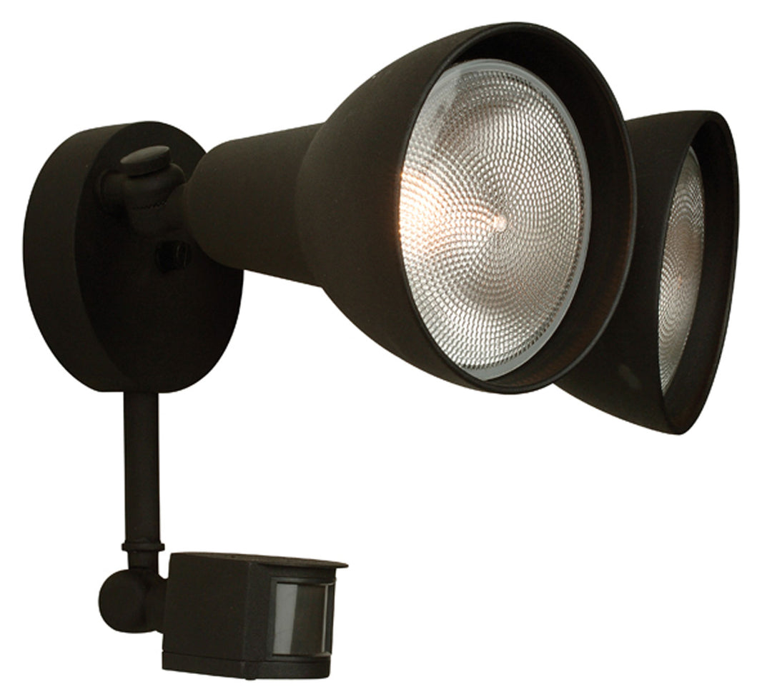 Flood Two Light Covered Flood with Motion Sensor in Textured Black - available from The Lighting Shoppe, trusted by Canadian homeowners