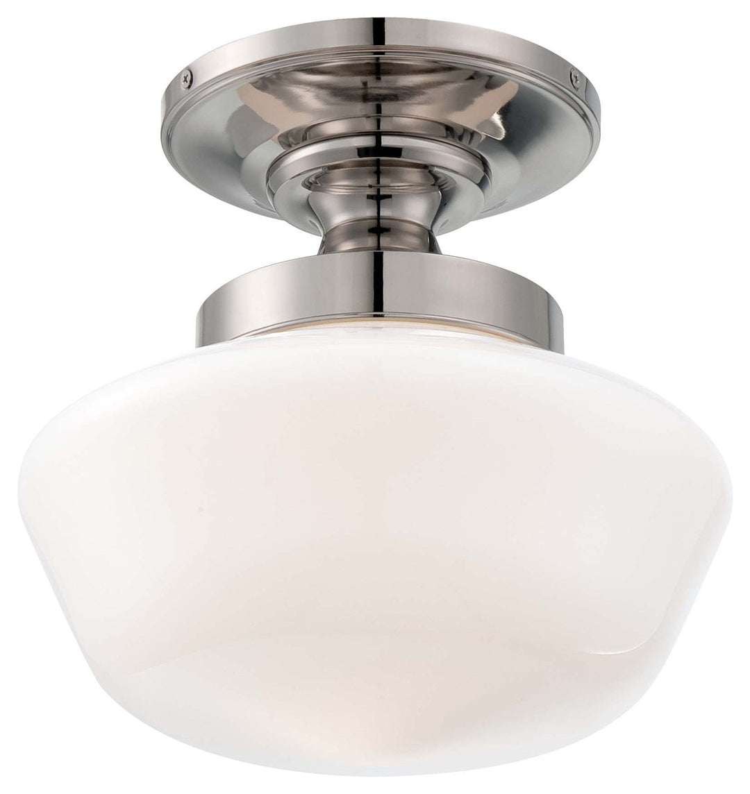 One Light Semi Flush Mount in Polished Nickel - available from The Lighting Shoppe, trusted by Canadian homeowners