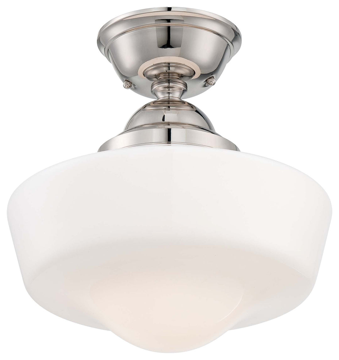 One Light Semi Flush Mount in Polished Nickel - available from The Lighting Shoppe, trusted by Canadian homeowners