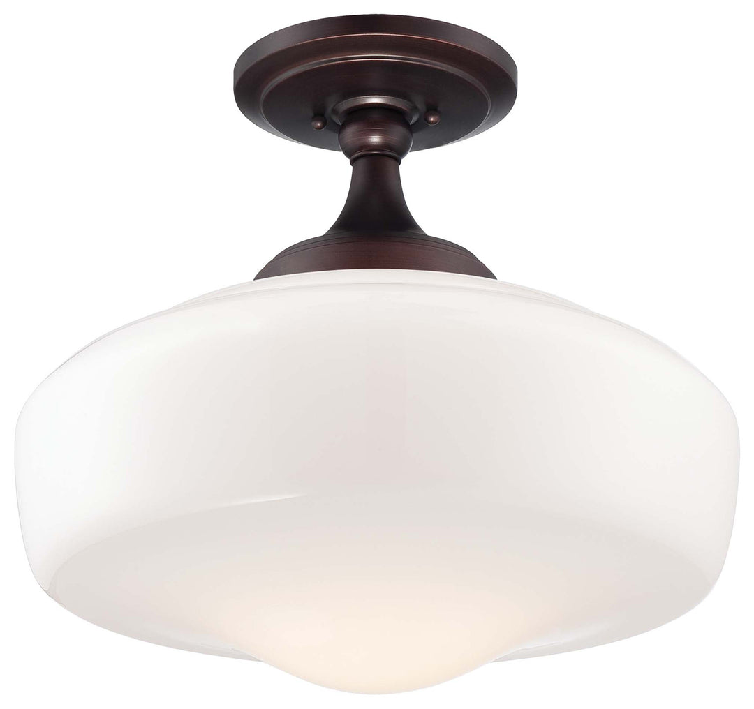 One Light Semi Flush Mount in Brushed Bronze - available from The Lighting Shoppe, trusted by Canadian homeowners