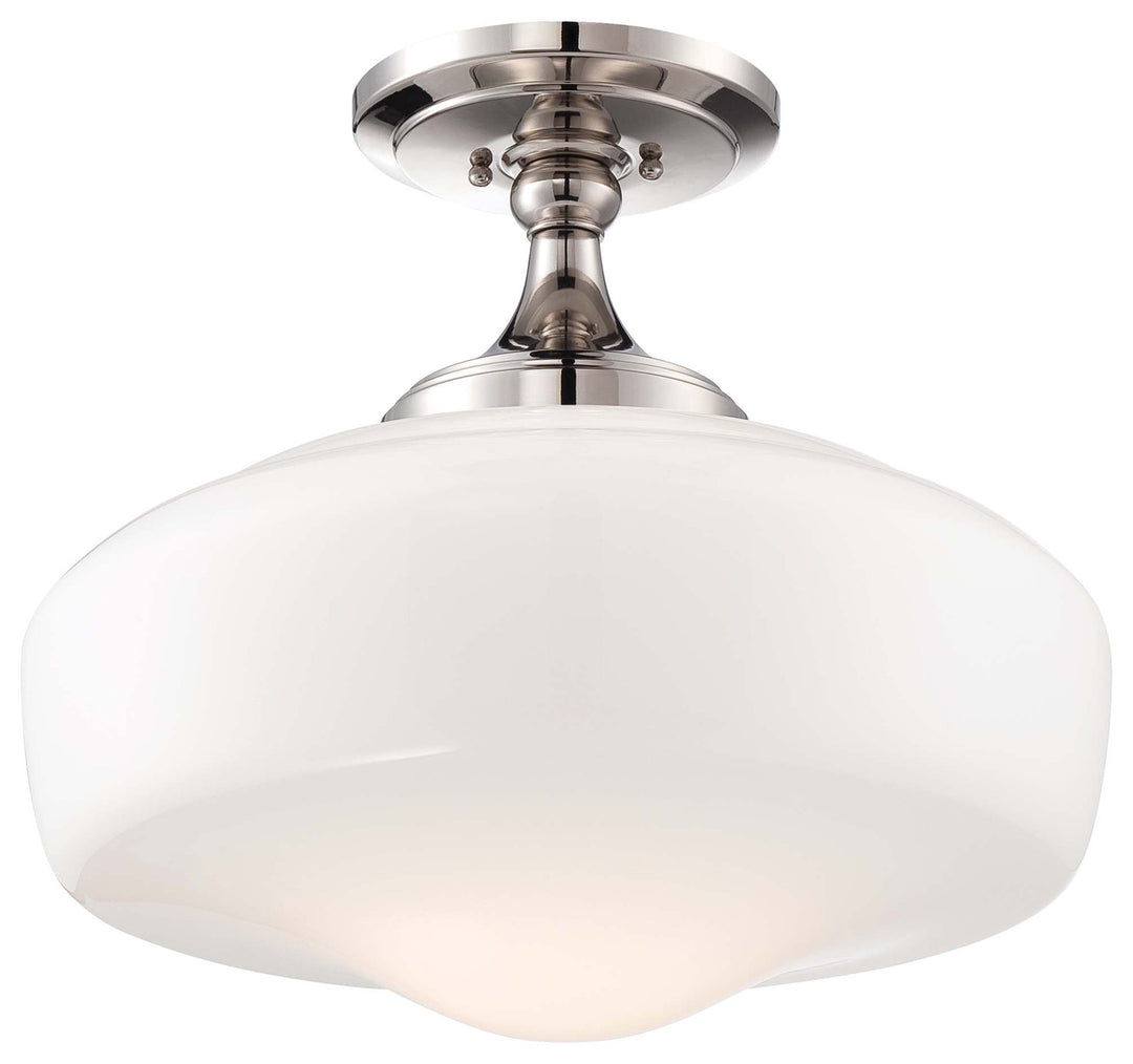 One Light Semi Flush Mount in Polished Nickel - available from The Lighting Shoppe, trusted by Canadian homeowners