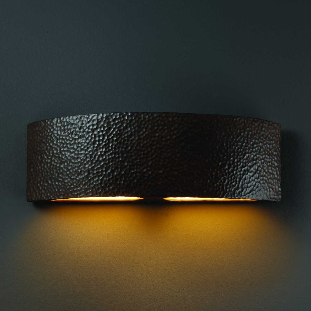 Ambiance Wall Sconce in Hammered Iron Justice Designs