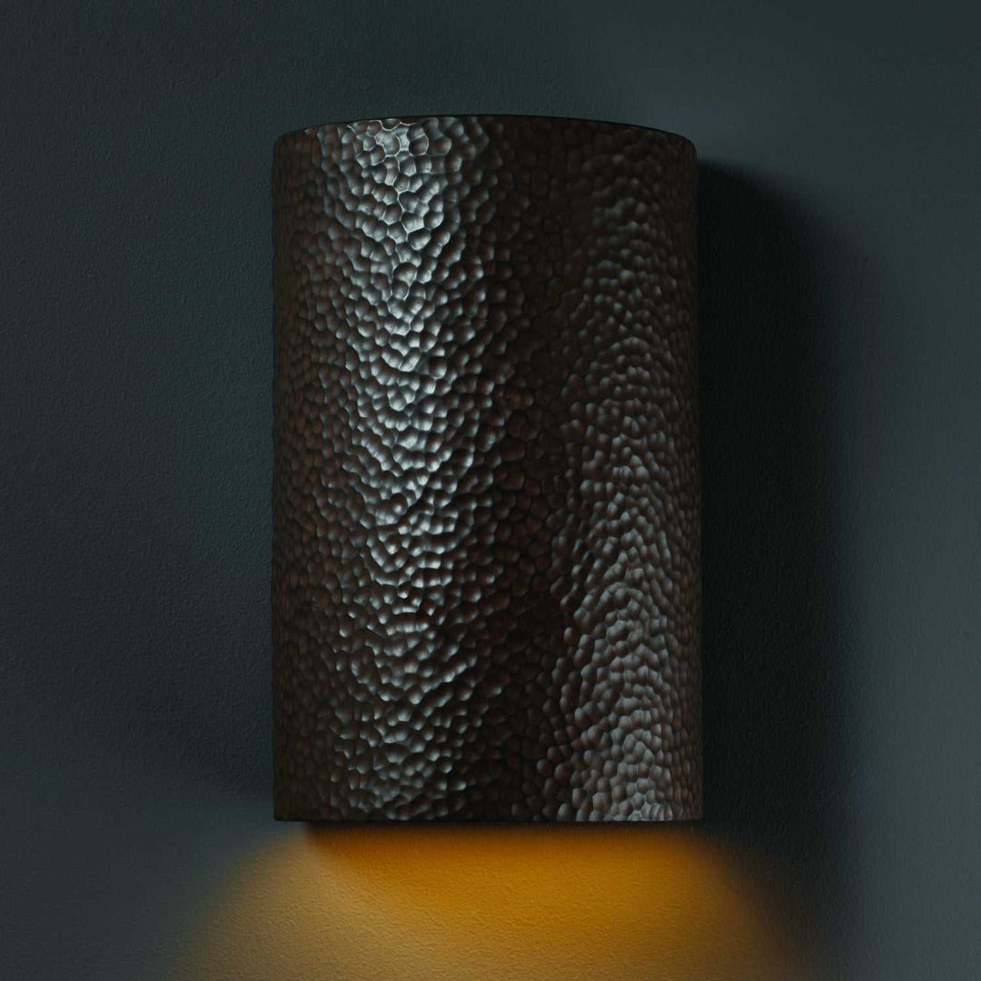 Ambiance Wall Sconce in Hammered Iron Justice Designs