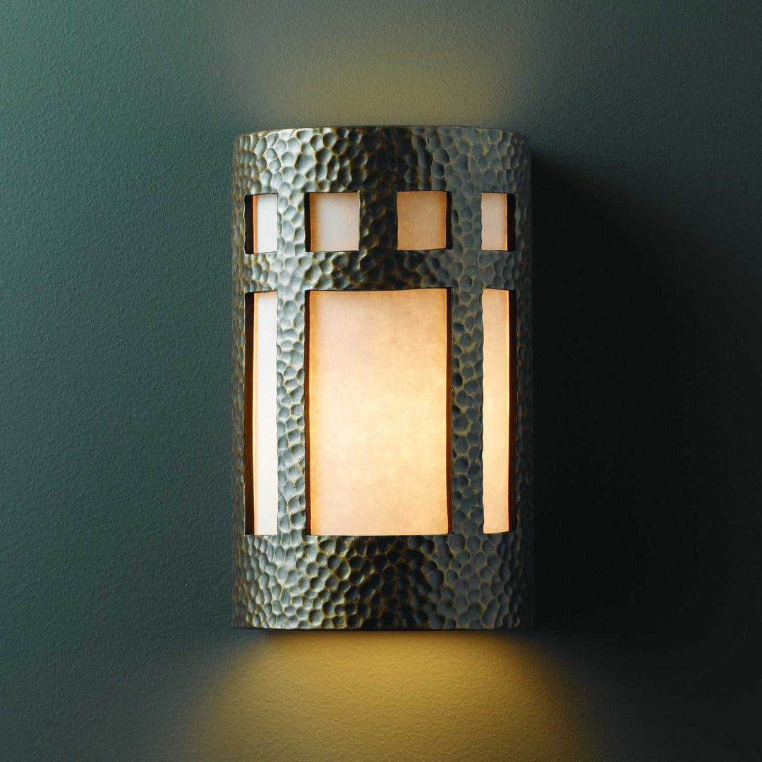 Ambiance Wall Sconce in Hammered Brass Justice Designs