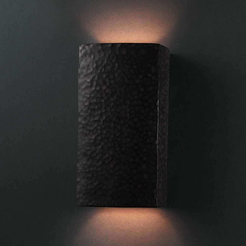 Ambiance Wall Sconce in Hammered Iron Justice Designs
