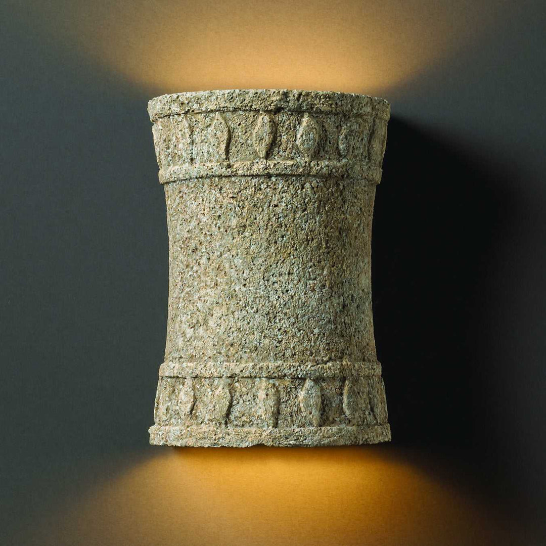 Tuscan Garden Wall Sconce in Mocha Travertine Justice Designs