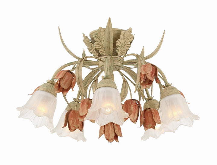 Southport Five Light Semi Flush Mount in Sage Rose - available from The Lighting Shoppe, trusted by Canadian homeowners