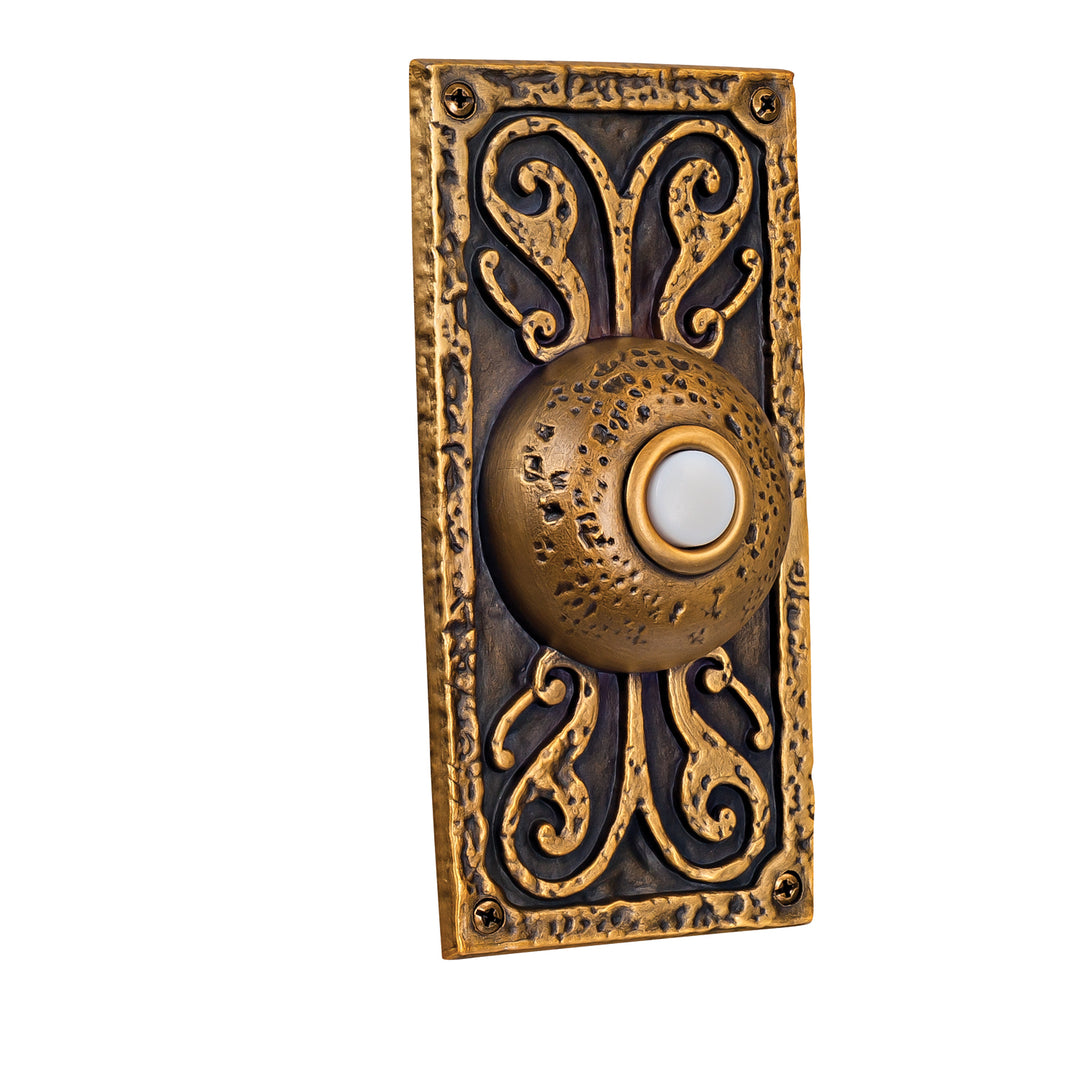 Push Button-Surface Mount Surface Mount Designer Lighted Push Button in Burnished Brass - available from The Lighting Shoppe, trusted by Canadian homeowners