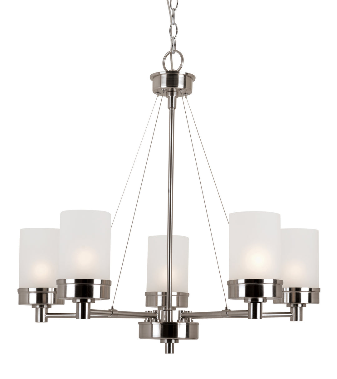 Fusion Five Light Chandelier in Brushed Nickel - available from The Lighting Shoppe, trusted by Canadian homeowners