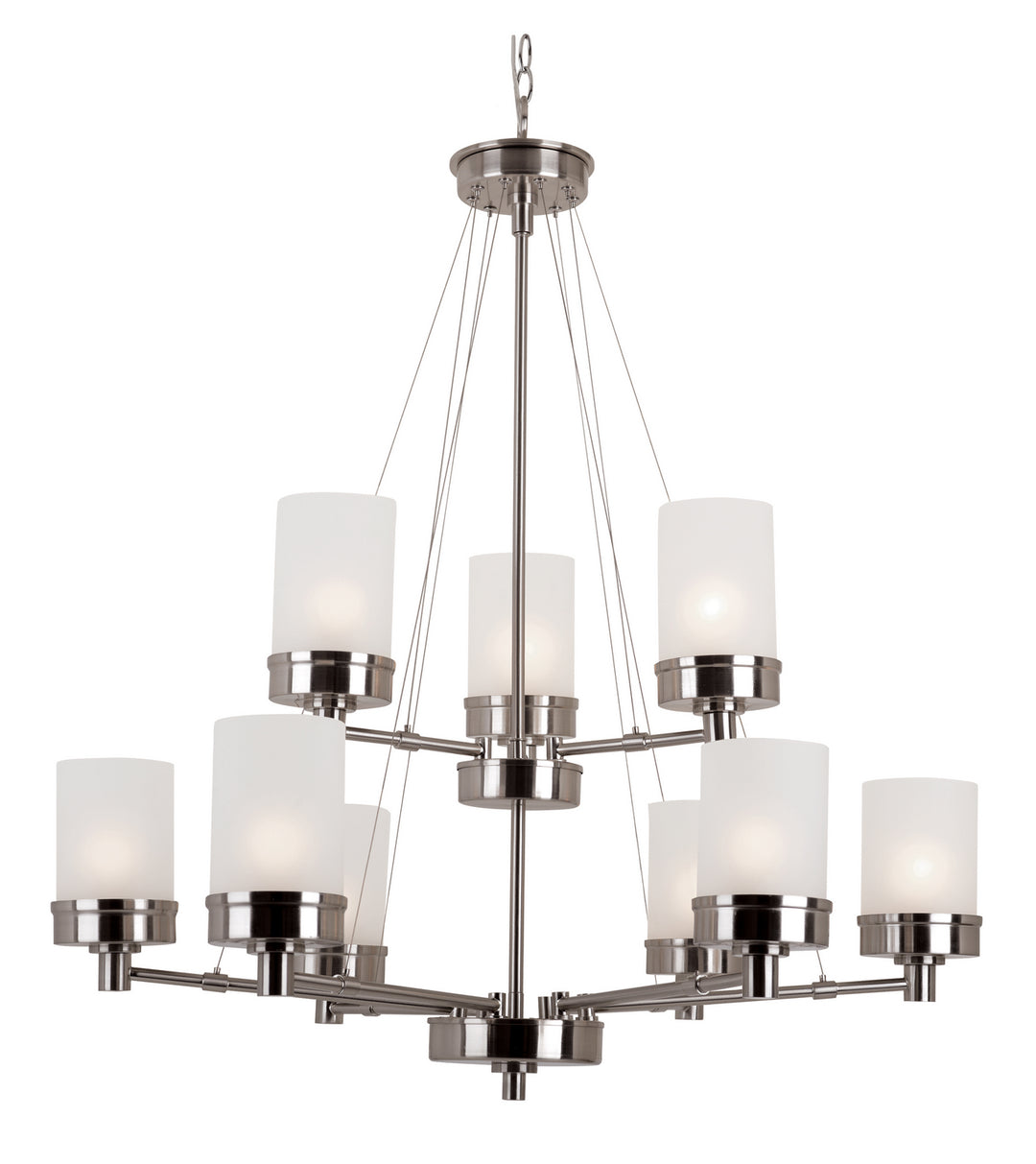 Fusion Nine Light Chandelier in Brushed Nickel - available from The Lighting Shoppe, trusted by Canadian homeowners