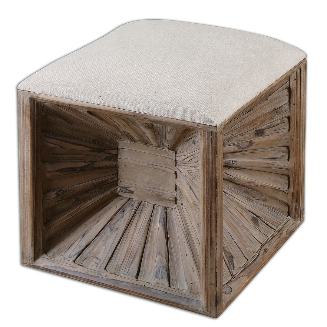 Jia Ottoman in Weathered Fir Wood - available from The Lighting Shoppe, trusted by Canadian homeowners