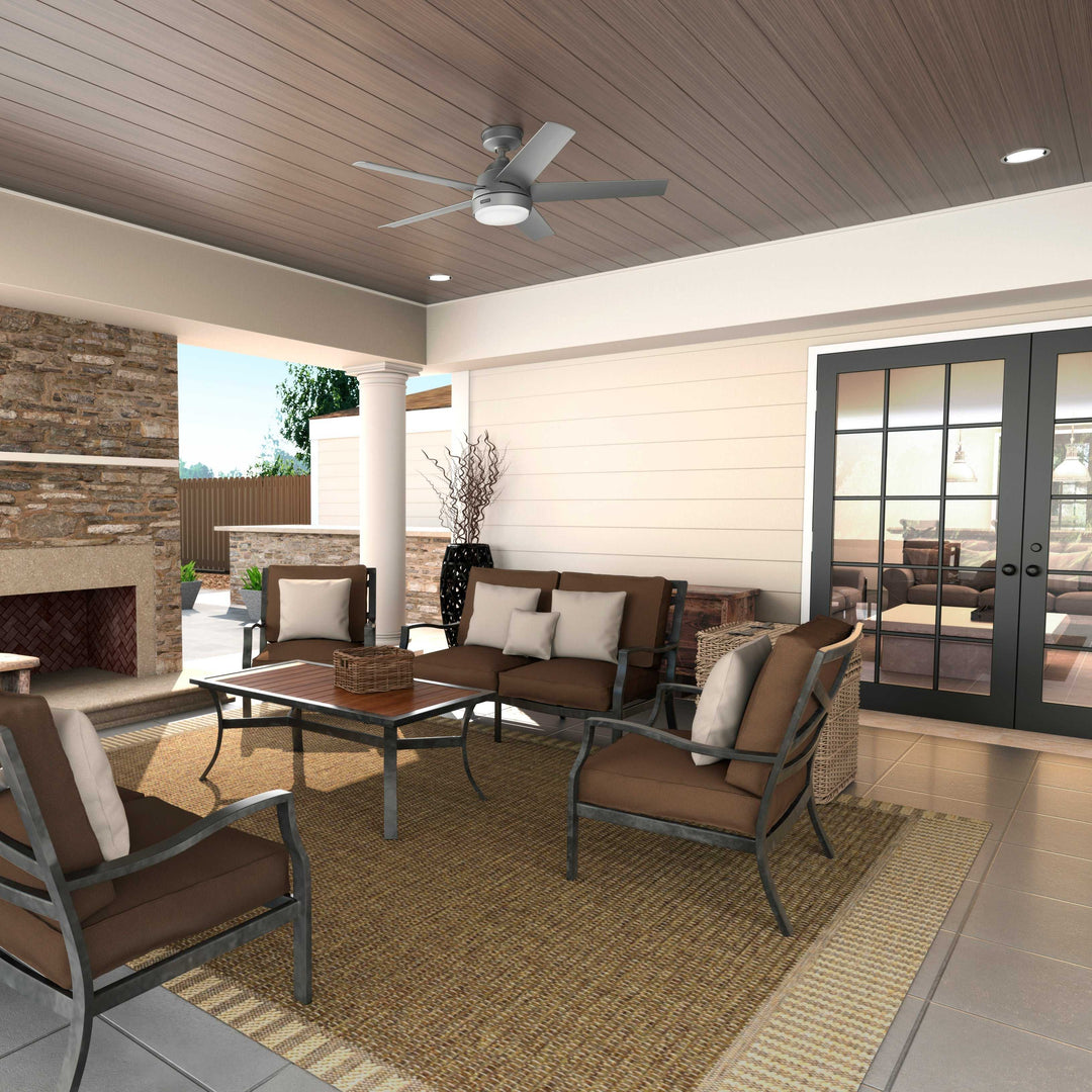 Hunter 52 inch Skyflow Matte Black WeatherMax Indoor / Outdoor Ceiling Fan with LED Light Kit and Wall Control Hunter Fan Canada