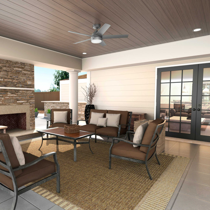 Hunter 52 inch Skyflow Matte Black WeatherMax Indoor / Outdoor Ceiling Fan with LED Light Kit and Wall Control Hunter Fan Canada