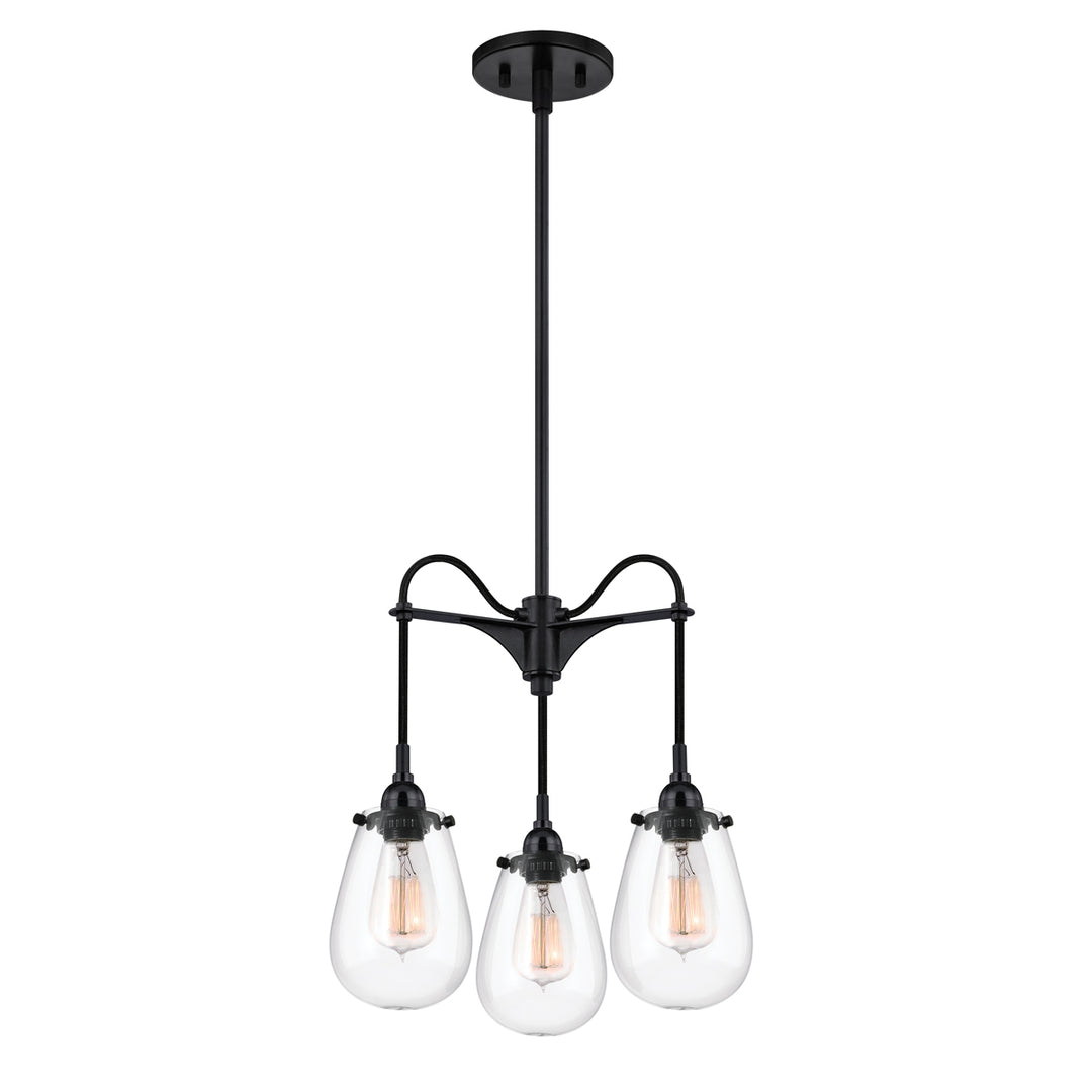 Chelsea Three Light Pendant in Satin Black - available from The Lighting Shoppe, trusted by Canadian homeowners