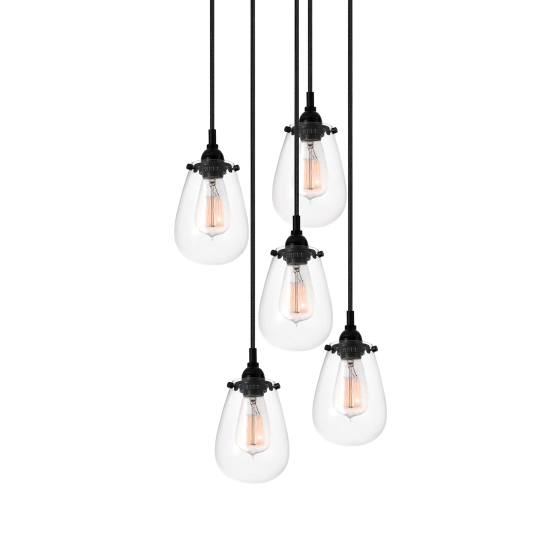 Chelsea Five Light Pendant in Satin Black - available from The Lighting Shoppe, trusted by Canadian homeowners