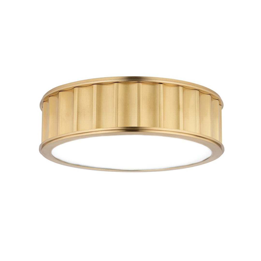 Middlebury Two Light Flush Mount in Aged Brass - available from The Lighting Shoppe, trusted by Canadian homeowners