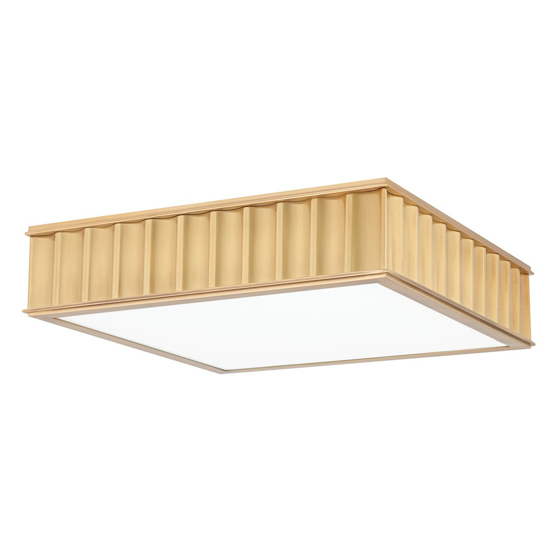 Middlebury Three Light Flush Mount in Aged Brass - available from The Lighting Shoppe, trusted by Canadian homeowners