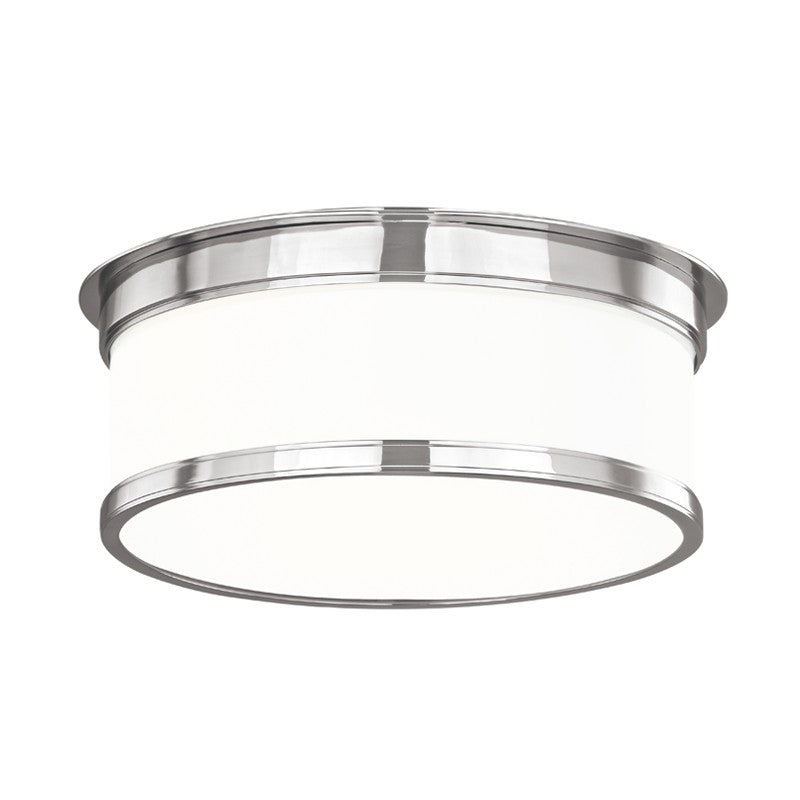 Geneva Two Light Flush Mount in Polished Nickel - available from The Lighting Shoppe, trusted by Canadian homeowners