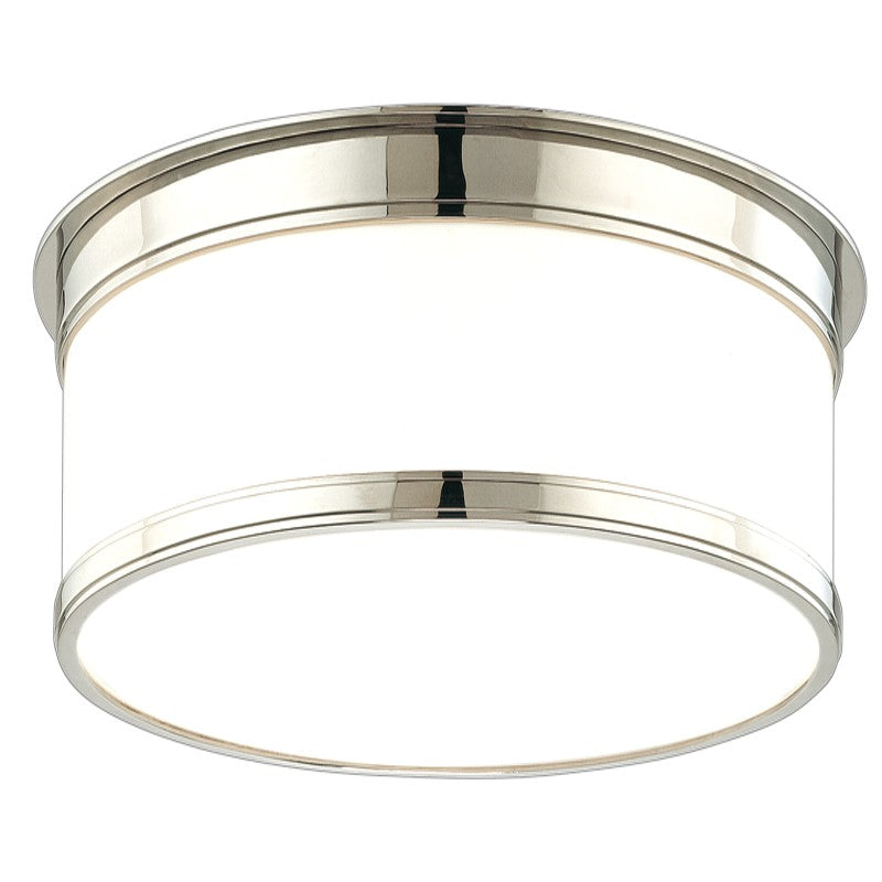 Geneva One Light Flush Mount in Polished Nickel - available from The Lighting Shoppe, trusted by Canadian homeowners