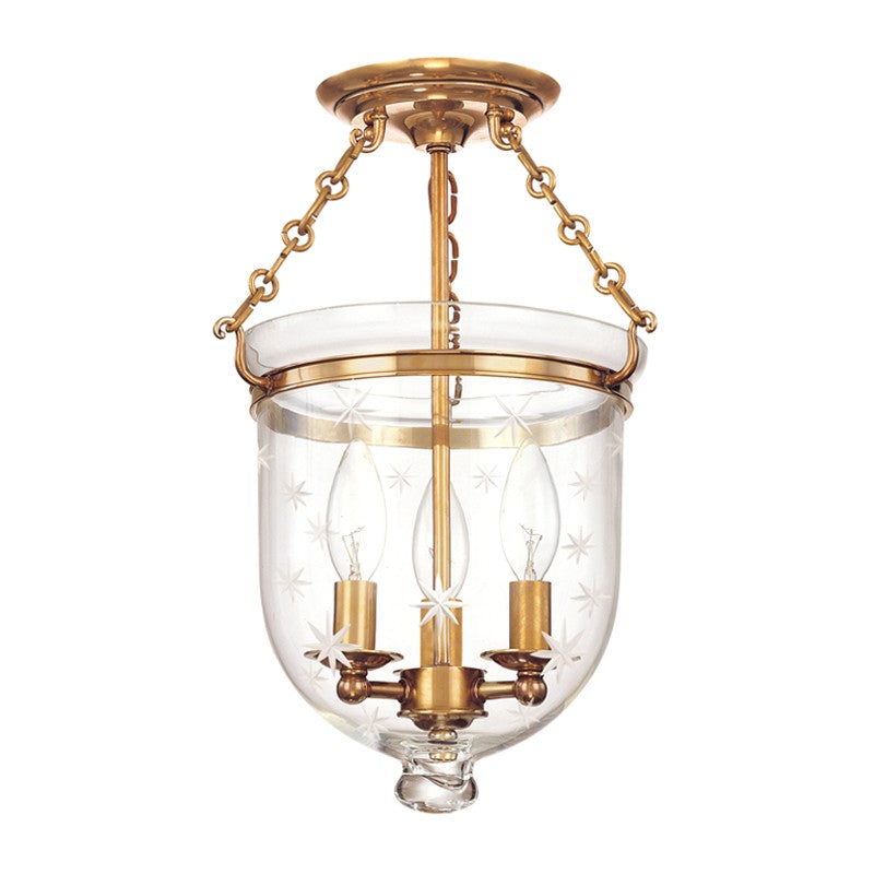 Hudson Valley Canada - 251-AGB-C3 - Three Light Semi Flush Mount - Hampton - Aged Brass
