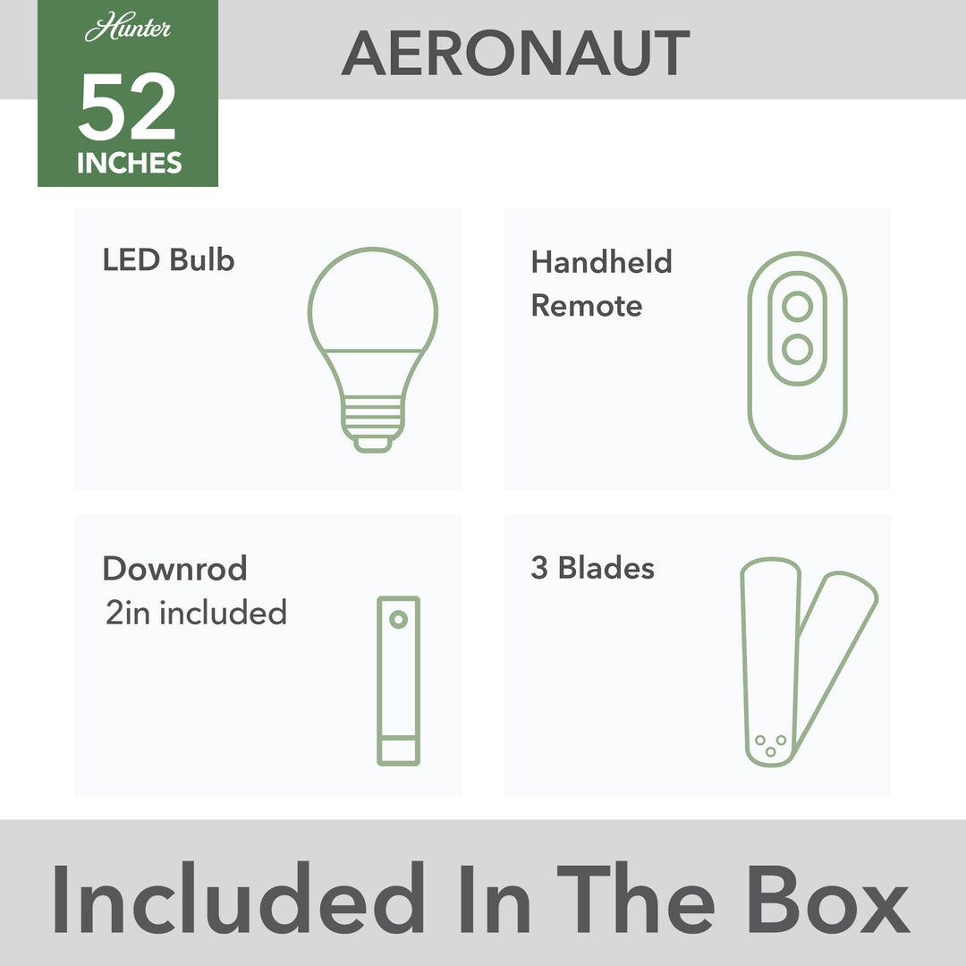 Aeronaut Outdoor Smart Fan with LED Light 52 inch with Remote DC Motor Hunter Fan Canada