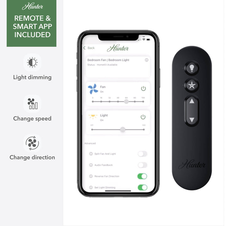 Aeronaut Outdoor Smart Fan with LED Light 52 inch with Remote DC Motor Hunter Fan Canada