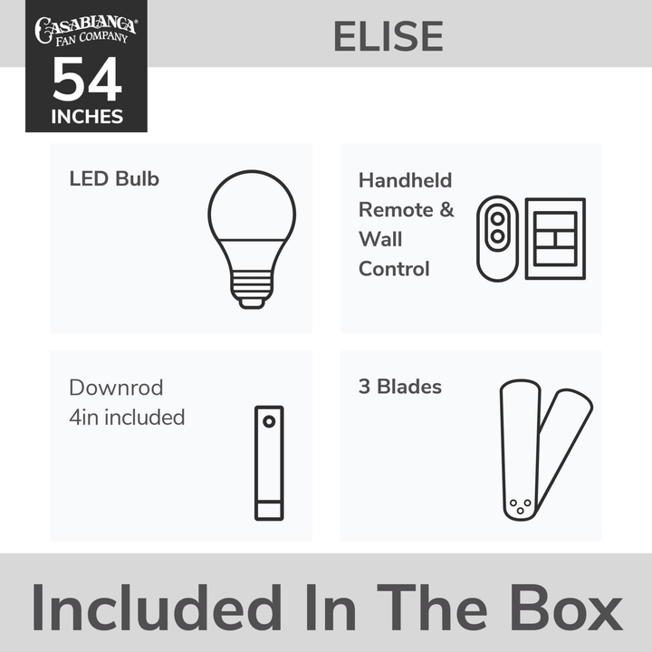 Elise Outdoor ENERGY STAR DC with LED Light 54 inch with remote and wall control Hunter Fan Canada