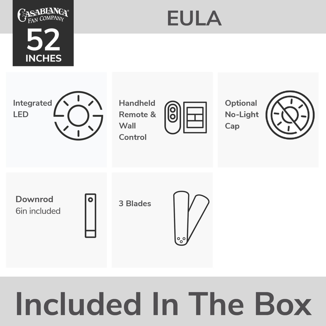 Eula Outdoor ENERGY STAR DC with LED Light 52 inch with remote and wall control Hunter Fan Canada