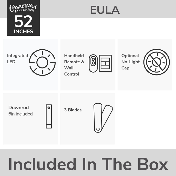 Eula Outdoor ENERGY STAR DC with LED Light 52 inch with remote and wall control Hunter Fan Canada
