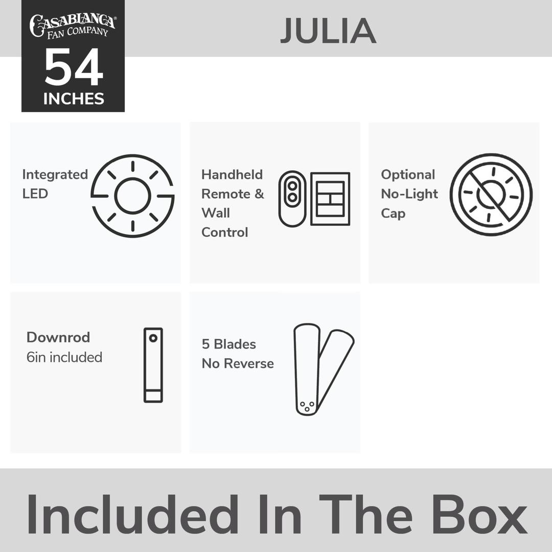 Julia Outdoor Energy Star DC with LED Light 54 inch with remote and wall control Hunter Fan Canada