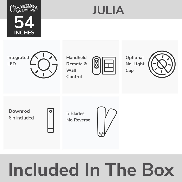 Julia Outdoor Energy Star DC with LED Light 54 inch with remote and wall control Hunter Fan Canada