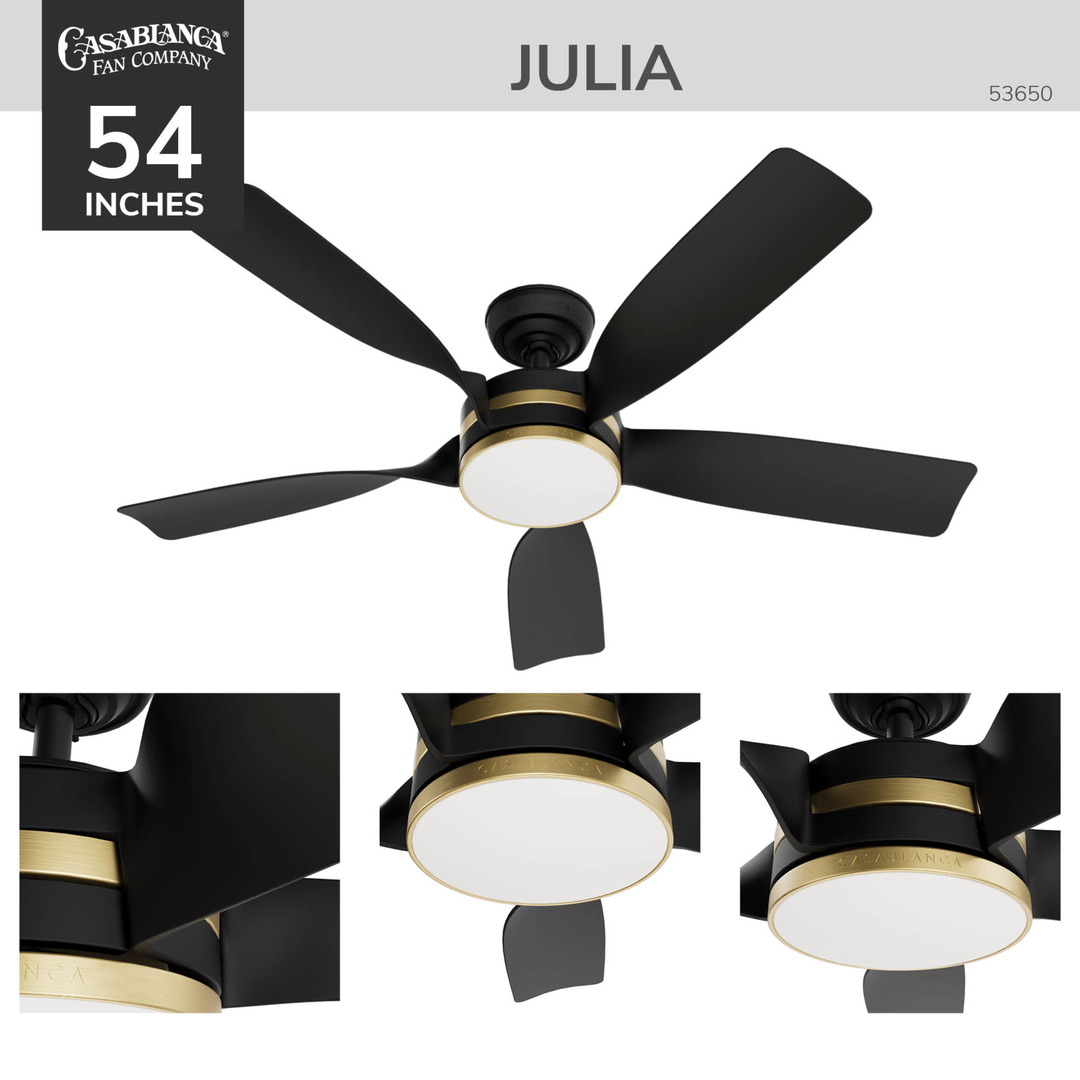 Julia Outdoor Energy Star DC with LED Light 54 inch with remote and wall control Hunter Fan Canada