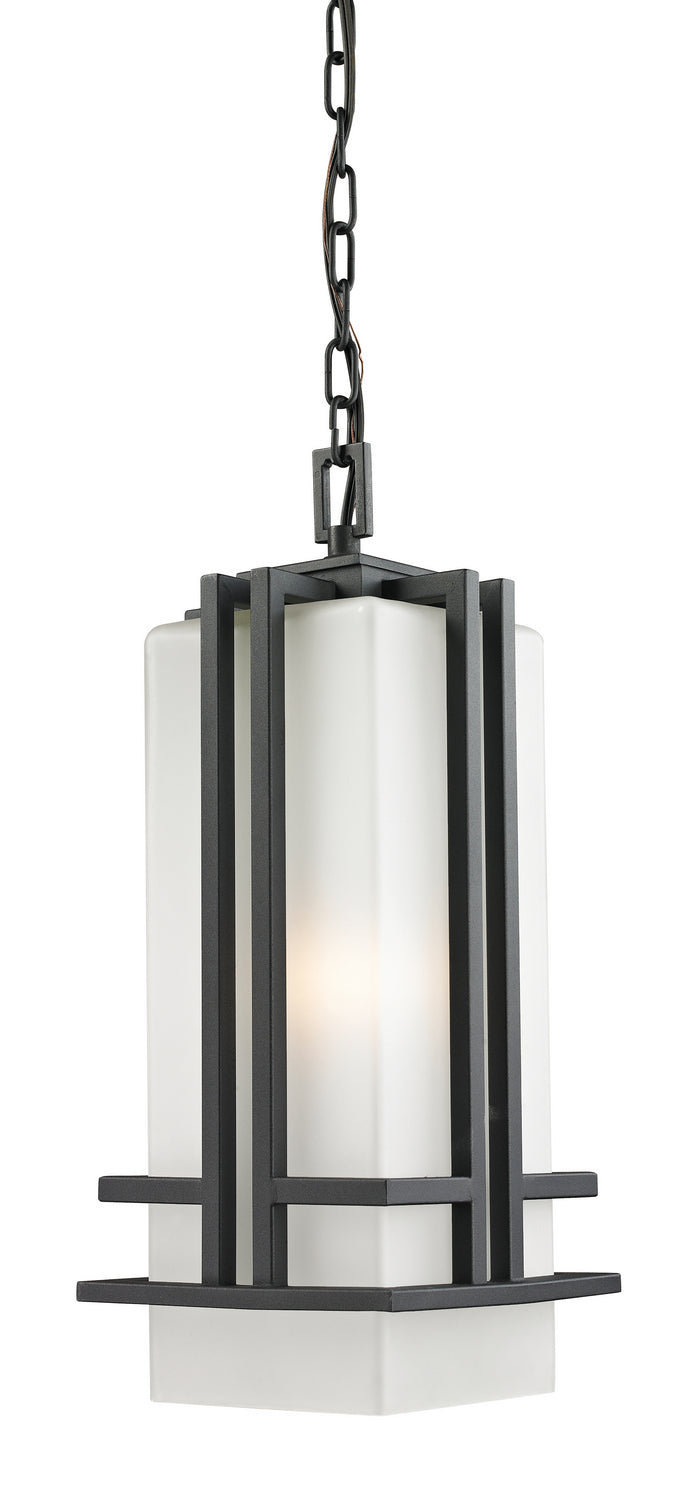 Abbey One Light Outdoor Chain Mount Ceiling Fixture in Black - available from The Lighting Shoppe, trusted by Canadian homeowners