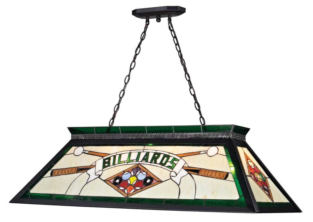 Tiffany Billiard Four Light Billiard in Matte Black - available from The Lighting Shoppe, trusted by Canadian homeowners
