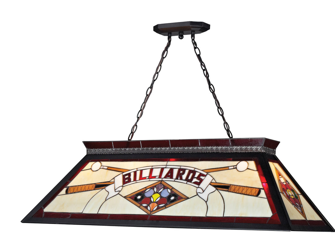 Tiffany Billiard Four Light Billiard in Matte Black - available from The Lighting Shoppe, trusted by Canadian homeowners