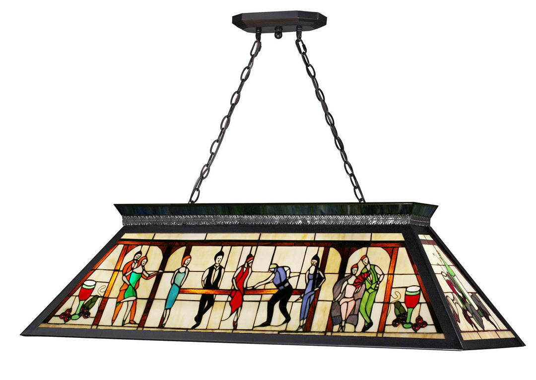 Tiffany Billiard Four Light Billiard in Matte Black - available from The Lighting Shoppe, trusted by Canadian homeowners