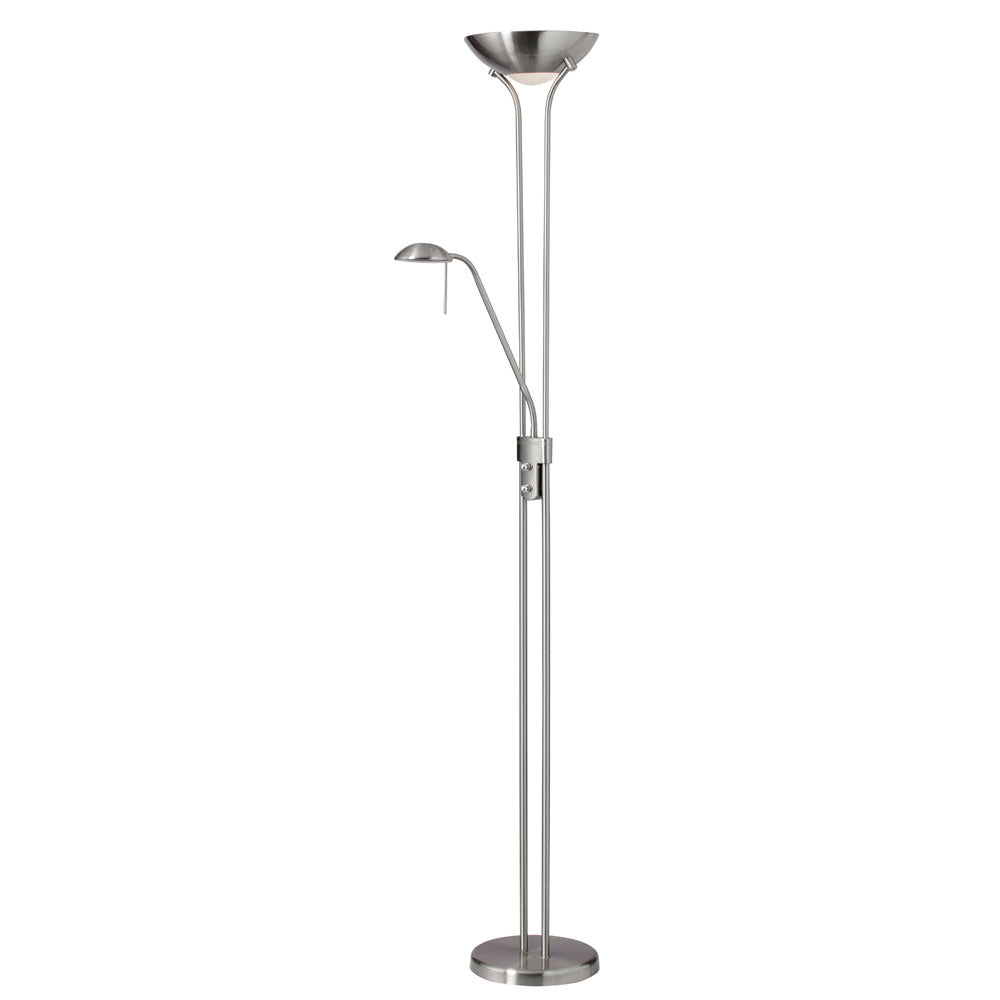 Contemporary Three Light Floor Lamp in Satin Chrome - available from The Lighting Shoppe, trusted by Canadian homeowners