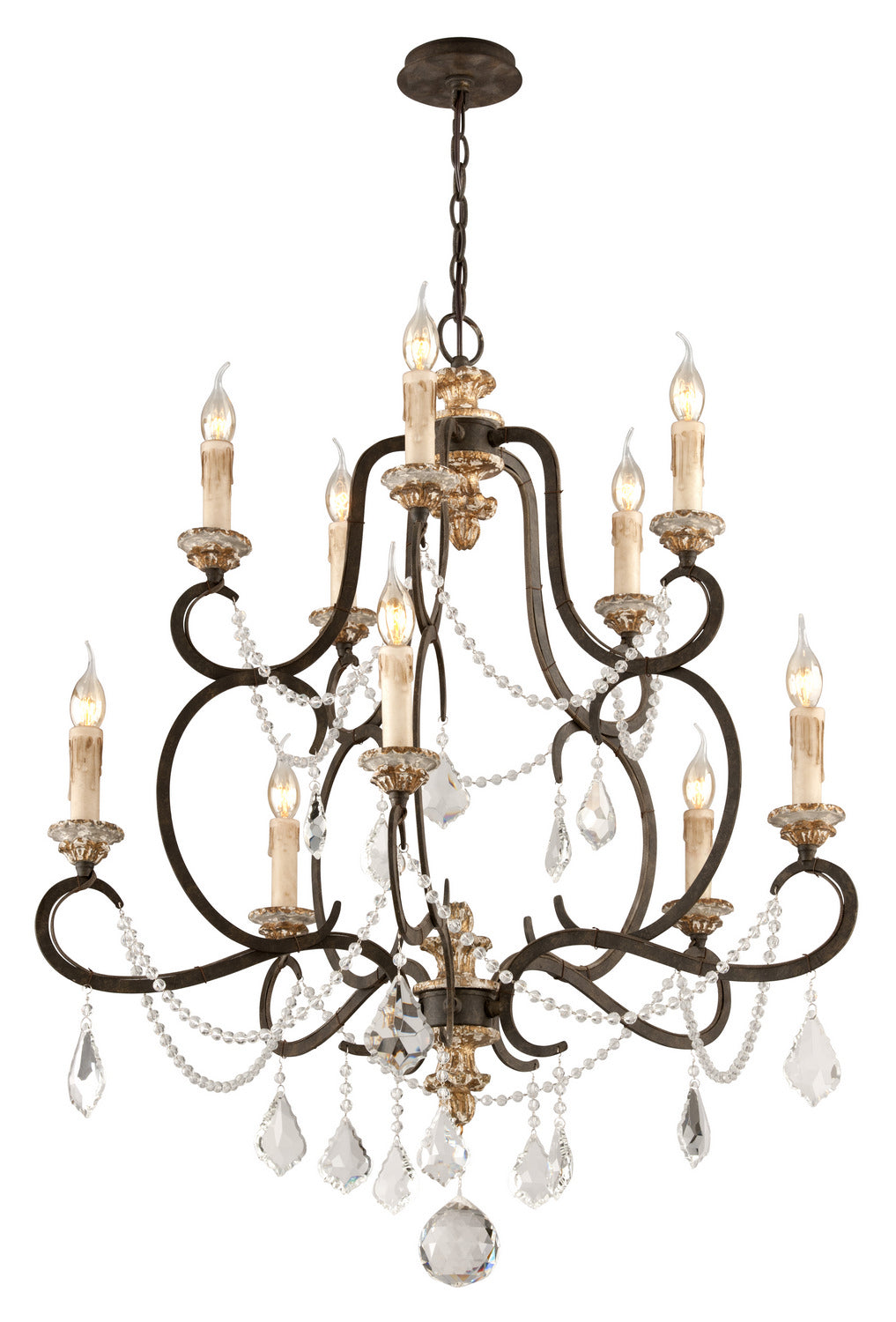 Troy Lighting Canada - F3516-PZ/DG - Ten Light Chandelier - Bordeaux - Parisian Bronze