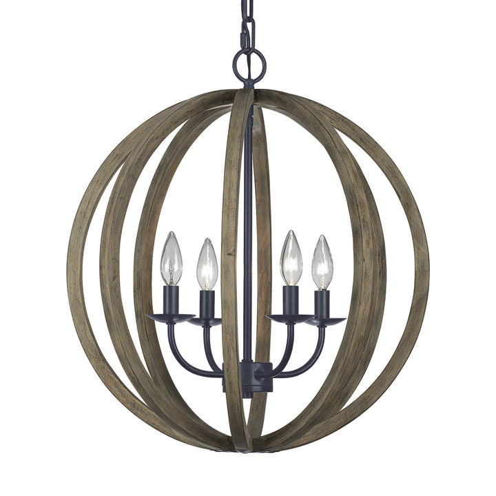 Visual Comfort Studio Canada - F2935/4WOW/AF - Four Light Pendant - Allier - Weathered Oak Wood / Antique Forged Iron
