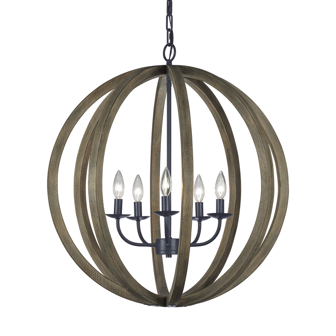 Visual Comfort Studio Canada - F2936/5WOW/AF - Five Light Pendant - Allier - Weathered Oak Wood / Antique Forged Iron