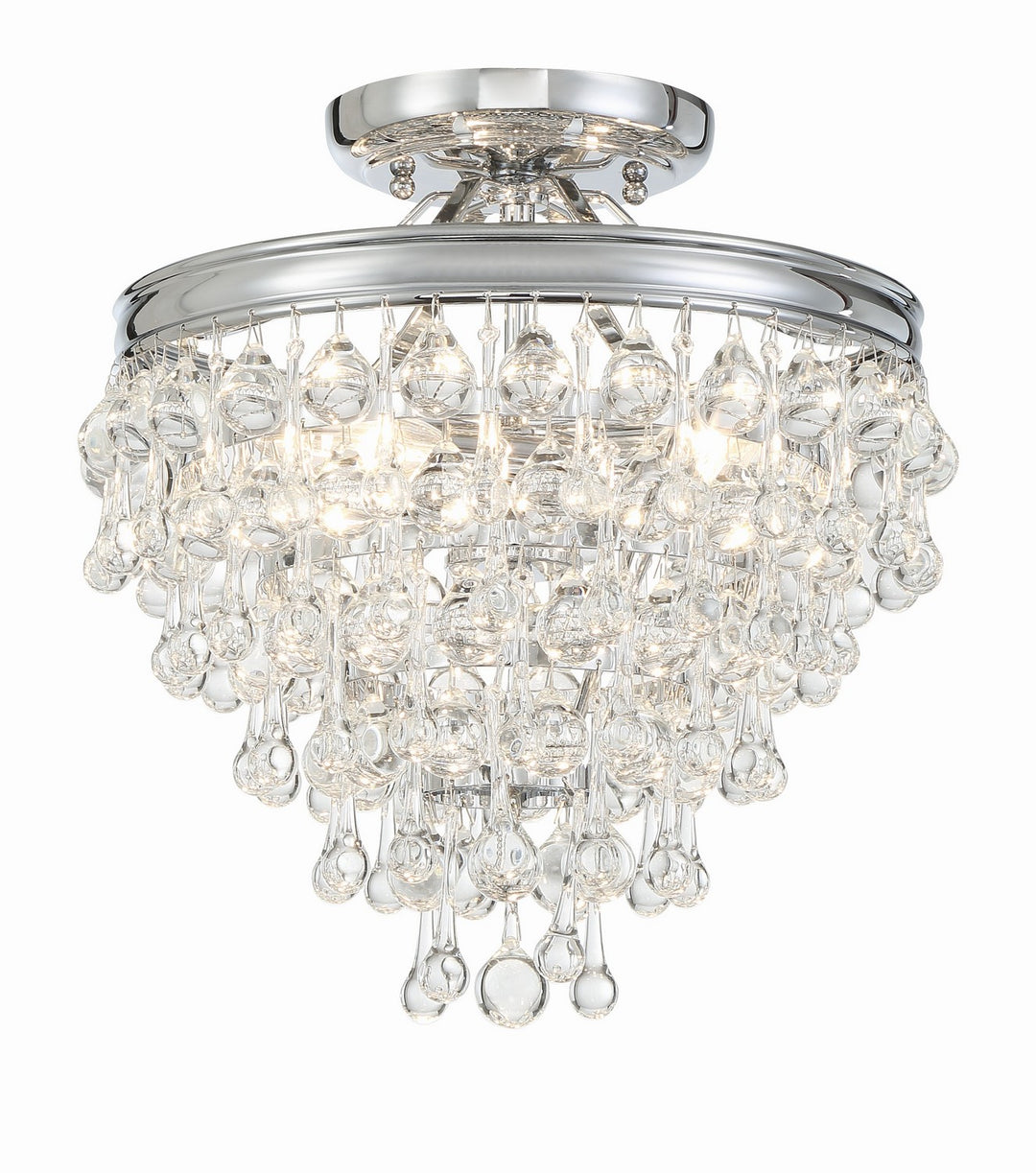 Calypso Three Light Semi Flush Mount in Polished Chrome - available from The Lighting Shoppe, trusted by Canadian homeowners