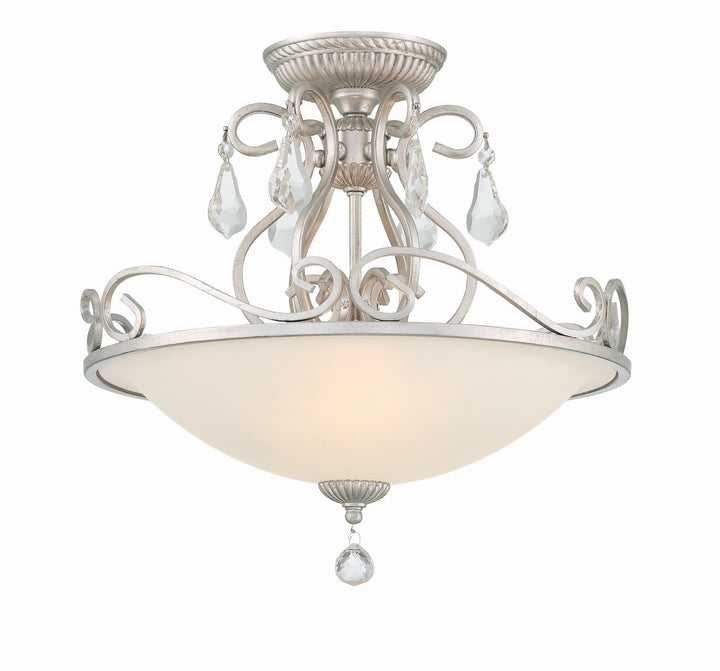 Ashton Three Light Semi Flush Mount in Olde Silver - available from The Lighting Shoppe, trusted by Canadian homeowners