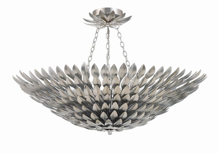 Crystorama - 519-SA_CEILING - Eight Light Semi Flush Mount - Broche - Antique Silver