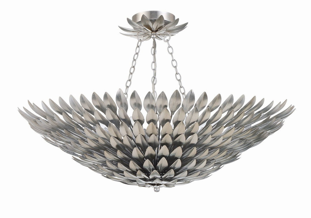 Broche Eight Light Semi Flush Mount in Antique Silver - available from The Lighting Shoppe, trusted by Canadian homeowners