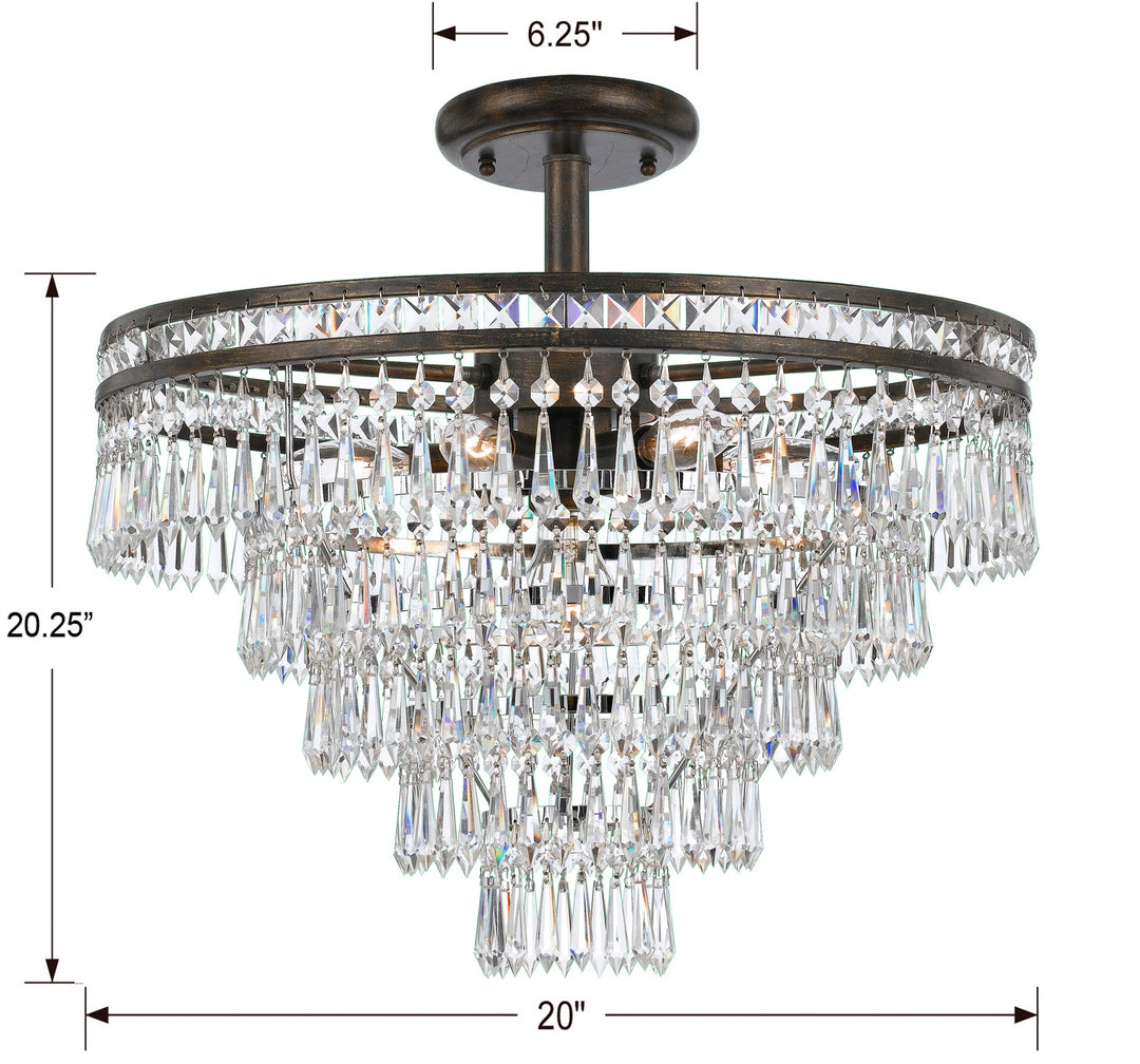 Crystorama - 5264-EB-CL-MWP_CEILING - Seven Light Semi Flush Mount - Mercer - English Bronze
