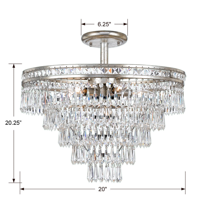 Crystorama - 5264-OS-CL-MWP_CEILING - Seven Light Semi Flush Mount - Mercer - Olde Silver