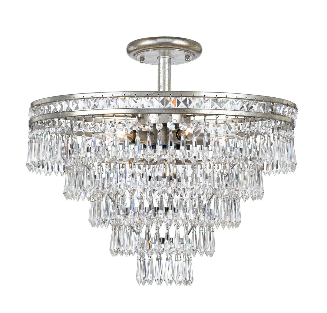 Mercer Seven Light Semi Flush Mount in Olde Silver - available from The Lighting Shoppe, trusted by Canadian homeowners