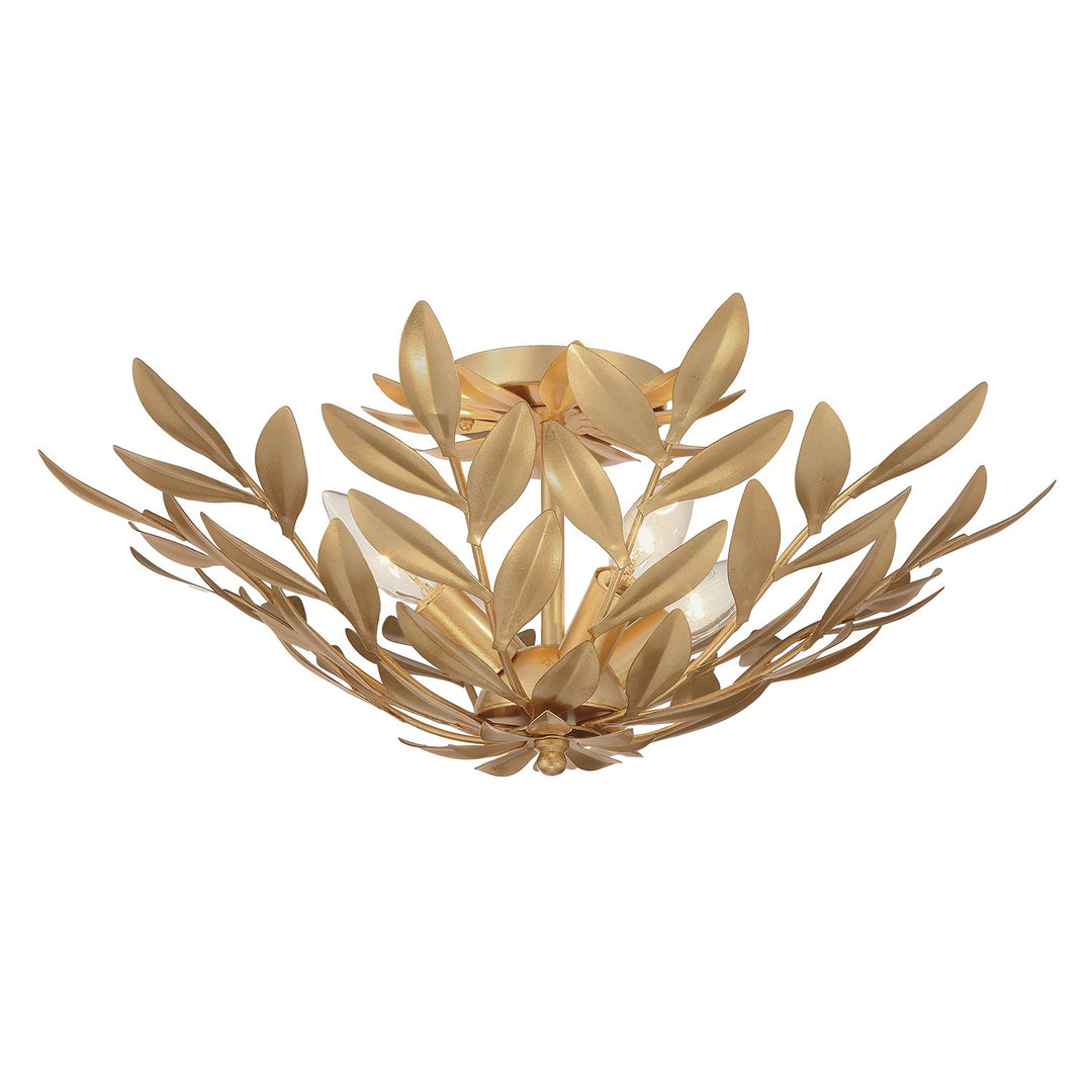 Broche Four Light Semi Flush Mount in Antique Gold - available from The Lighting Shoppe, trusted by Canadian homeowners