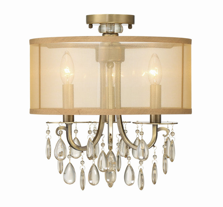 Hampton Three Light Semi Flush Mount in Antique Brass - available from The Lighting Shoppe, trusted by Canadian homeowners